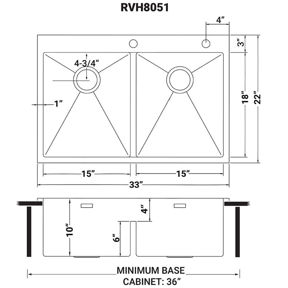 Ruvati 36-inch Stainless Steel Double Bowl Kitchen Sink
