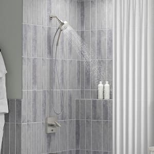 Lively 4-Spray Patterns Wall Mount  4.312 in. Handheld Shower Head in Vibrant Brushed Nickel