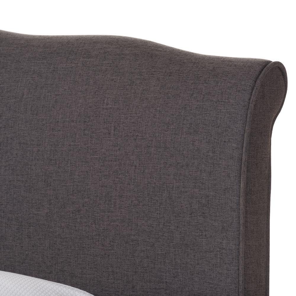 Classic French Elegance Queen Linen Upholstered Platform Bed in Dark Grey