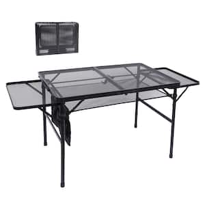 Camping Table, Grill Table, Folding Camping Table with Side Table, Height adjustable, with Mesh Holder