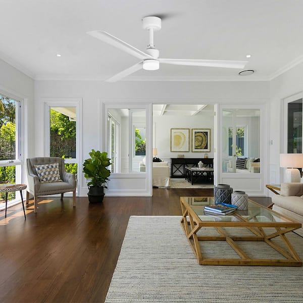 50 in. Indoor Matte White Ceiling Fan with Adjustable White Integrated LED Light and Remote Control Included