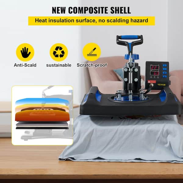 VEVOR Warmtepersmachine 8-in-1 combo T-shirt persmachine 360 ° swing away digitaal shirt afdrukken multifunctionele warmteoverdracht clamshell sublimatie voor T-shirt hoed pet mok plaat kussen tas