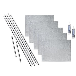 Hammered 18 in. x 24 in. Brushed Aluminum Vinyl Decorative Wall Tile Backsplash 15 sq. ft. Kit