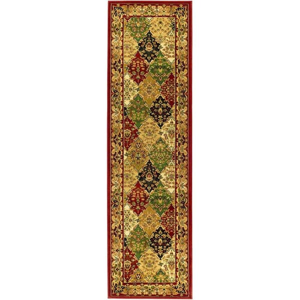 SAFAVIEH Lyndhurst Multi/Red 2 ft. x 10 ft. Border Runner Rug