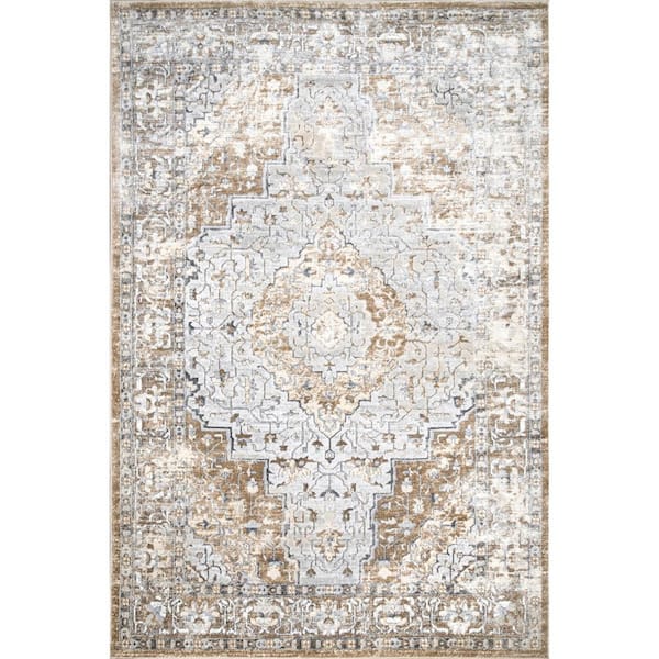 nuLOOM Thea Medallion Beige 7 ft. x 9 ft. Area Rug