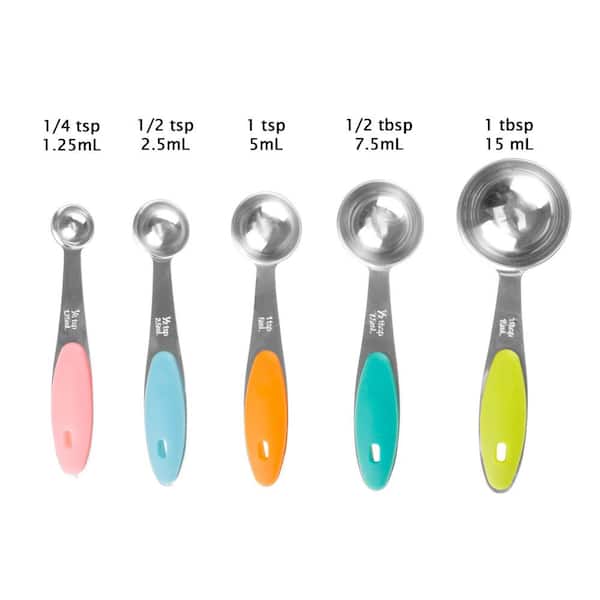 5-Piece Stainless Steel with Silicone Measuring Spoon Set