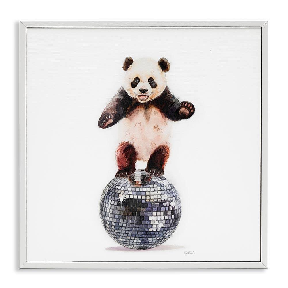 Panda Balancing on Disco Ball by Amanda Greenwood White Framed Animal Giclee Art Print 12 in. x 12 in. price history on PriceWatchPro