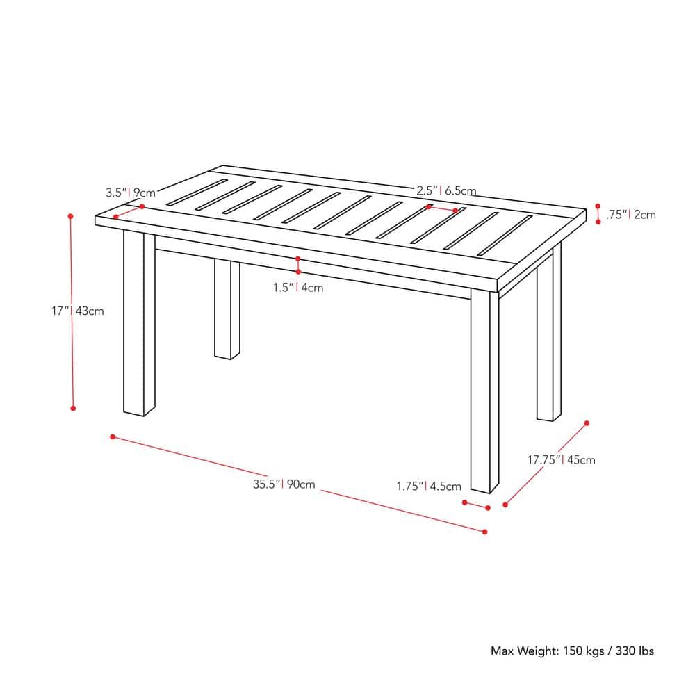 Miramar Contemporary White Washed Wood 35.5" Long Outdoor Coffee Table
