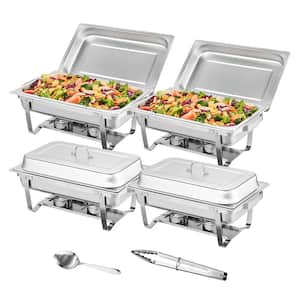 8 qt. Chafing Dish Buffet Set Stainless Chafer with 4 Full Size Pans Rectangle Catering Warmer Server (4-Pack)