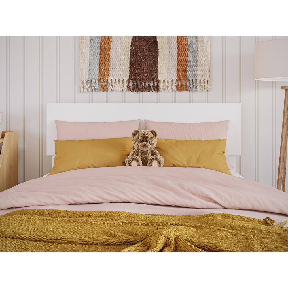 White Twin Solid Wood Headboard with USB Ports