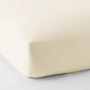 Organic Ivory Solid 300-Thread Count Organic Sateen Twin XL Fitted Sheet