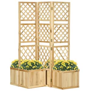 52 in. Natural Wood Freestanding Outdoor Privacy Screen