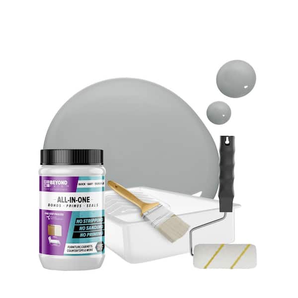 BEYOND PAINT 1 qt. Soft Gray Furniture Cabinets Countertops and More Multi-Surface All-in-One Interior/Exterior Refinishing Kit