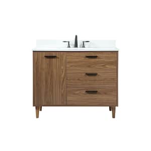 Timeless Home 42 in. W x 22 in. D x 34 in. H Bath Vanity in Walnut Brown with Ivory White Top