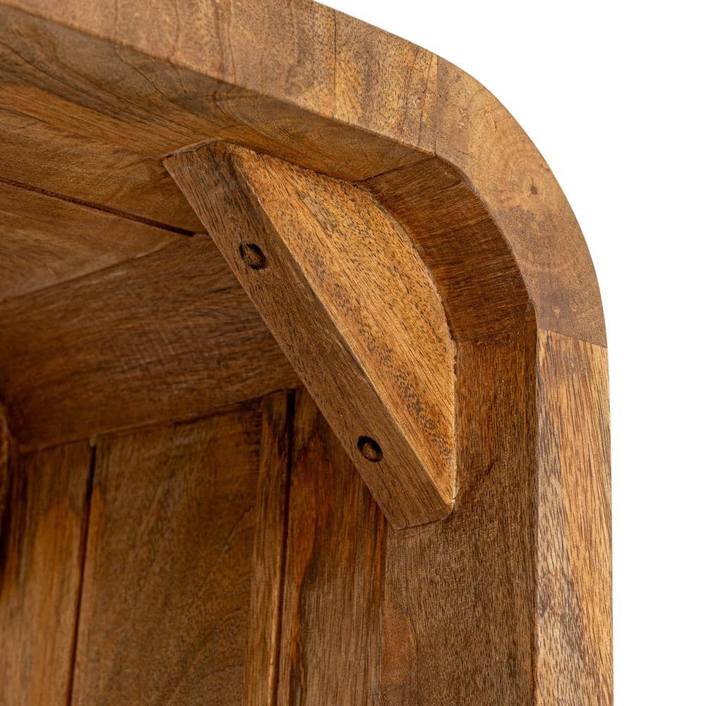 Natural Mango Wood Waterfall Edge Console Table with Storage