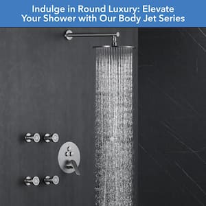 Single Handle 3-Spray Shower Faucet 1.8 GPM 10 in. Round Wall Mounted with Pressure Balance in Brushed Nickel with 4-Jet