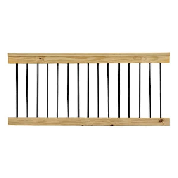 Unbranded 72 in. x 32.5 in. Pressure-Treated Southern Yellow Pine Pre-assembled Aluminum Balusters Rail Kit