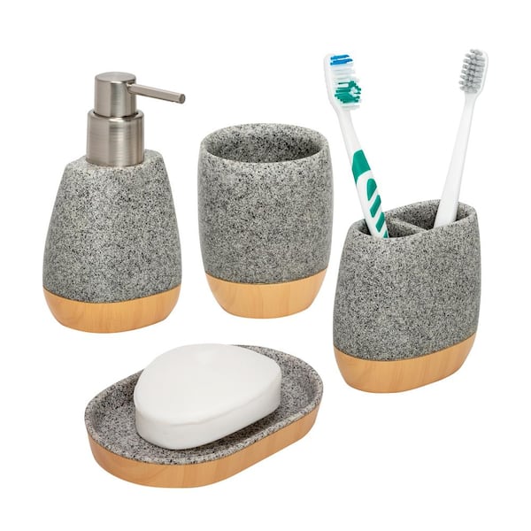 Beauty Resin Bathroom Set Bath Accessories Soap Dispenser Dish Toothbrush Holder 