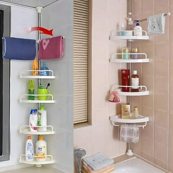Dyiom 4 Layer White Bathroom Shower Shelf Corner Organizer Shower Caddy with 4 Shelves, in White