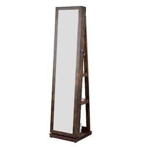 Gray 15.75 in. W x 60.15 in. H Rectangle Metal Full Length Mirror 360° Swivel Jewelry Cabinet