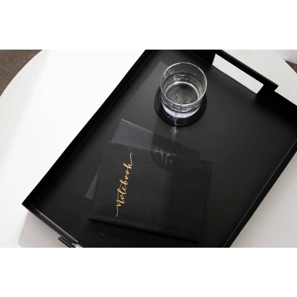 Sleek Black Metal Rectangular Serving Tray with Handles