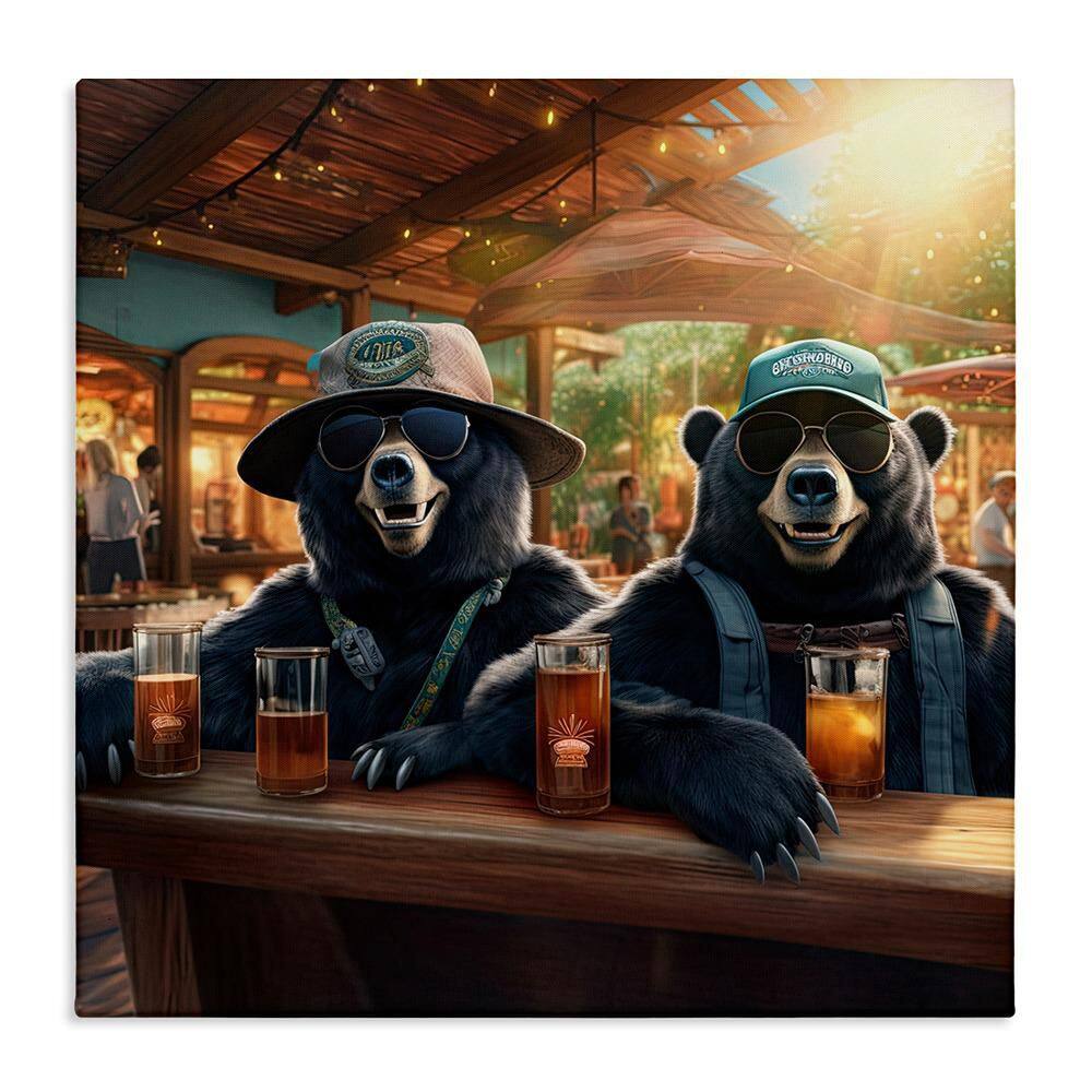 Drinking Bears at Bar by Jim Baldwin 1 Piece Unframed Animal Graphic Art Print 30 in. x 30 in. price history on PriceWatchPro