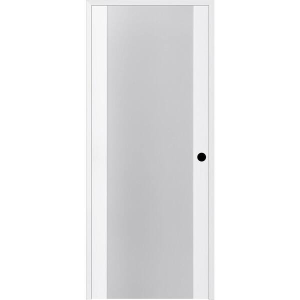 Belldinni 30 in. x 84 in. Paola202 Left-Hand Full Lite Frosted Glass Bianco Noble Wood Composite Single Prehung Interior Door