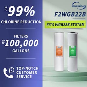 4.5 x 20 in. 2-Stage Whole House Water Filter Replacement Pack Set with Sediment & Carbon Block Cartridges, Fits WGB22B