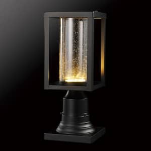 1-Light Black Metal Hardwired Outdoor Weather Resistant Post Light with Integrated LED