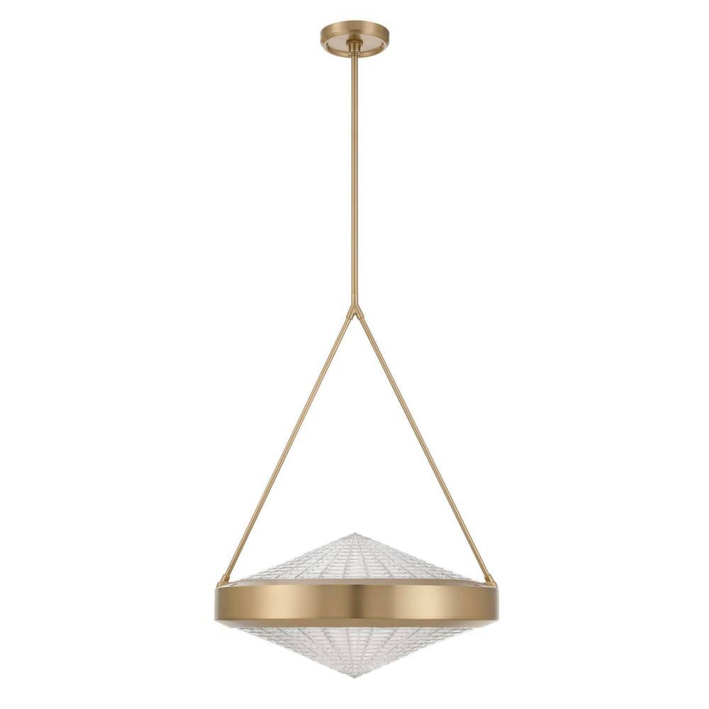 Agate 20 in. 4-light Champagne Gold Pendant Light with Clear Holophane Glass Shade price history on PriceWatchPro