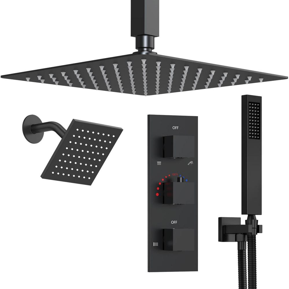 GRANDJOY ZenithRain 5-Spray Square High Pressure with Dual