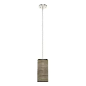 Solhaven 1-Light Brushed Nickel Island Mini-Pendant Light with Plastic Shade