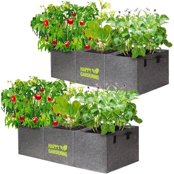 36 in. Gray Polyethylene Raised Garden Bed, Fabric Grow Bags with Handle for Vegetable Herbs, Fabric Plant Pots Outdoor