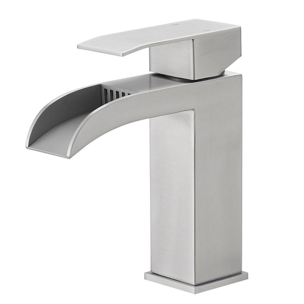 Waterfall Single Hole Single-Handle Low-Arc Bathroom Sink Faucet with Pop-up Drain Assembly in Brushed Nickel price history on PriceWatchPro
