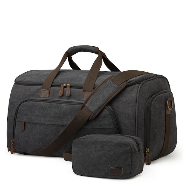 Black Carry On Garment Bag for Travel, Convertible Bag for Men Women, 2 in 1 Hanging Suitcase Business with Toiletry Bag