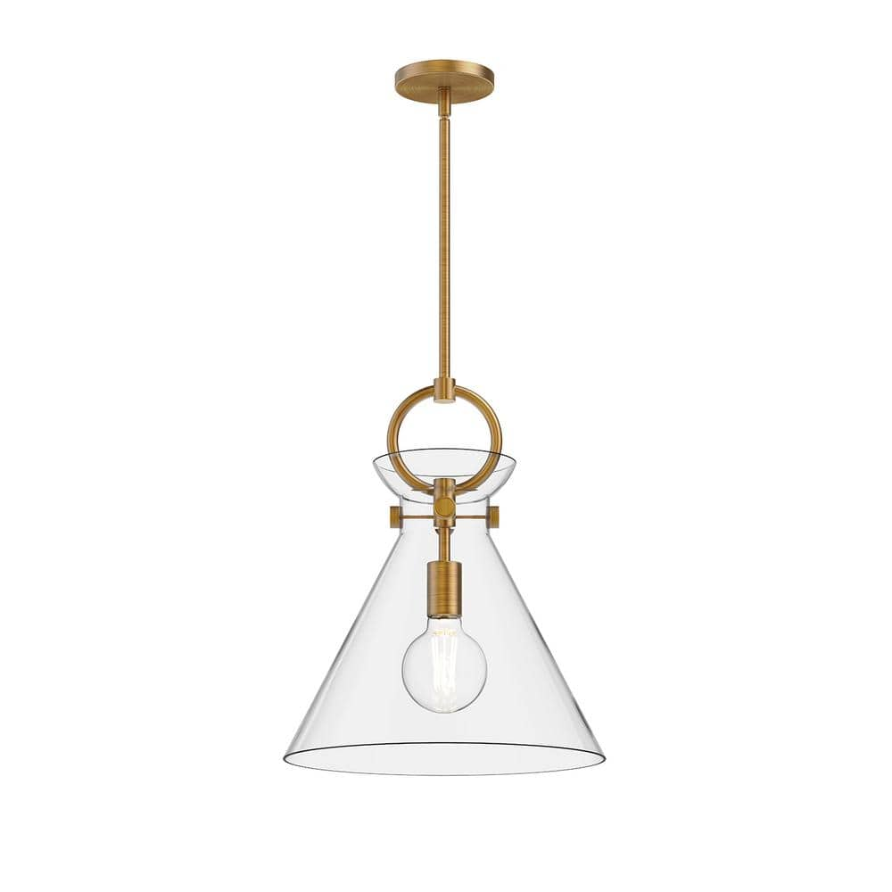 ALORA MOOD Emerson 14 in. 1 Light 60-Watt Aged Gold/Clear Pendant Light ...