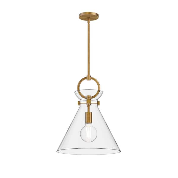 ALORA MOOD Emerson 14 in. 1 Light 60-Watt Aged Gold/Clear Pendant Light