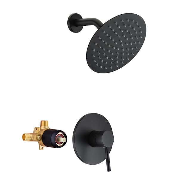 SUMERAIN Single Handle 1-Spray Shower Faucet 1.8 GPM with Pressure Balance in Matte Black (Valve Included)