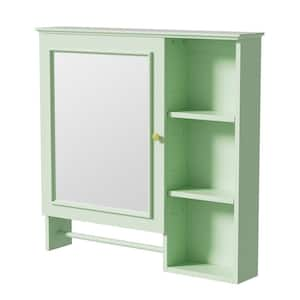 28.85 in. W x 28 in. H Rectangular Wood Medicine Cabinet with Mirror Storage Cabinet in Green