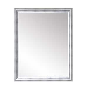 31 in. W x 54 in. H Rectangle Framed Silver Black Brushed Mirror