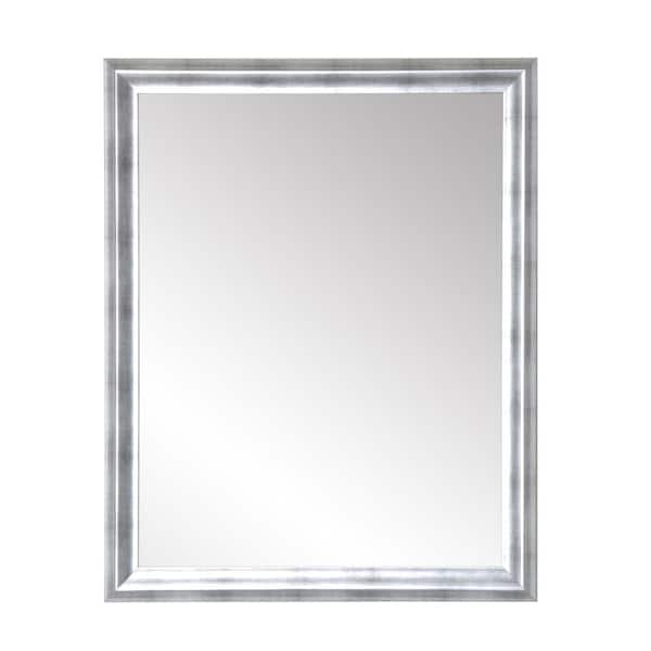 BrandtWorks 31 in. W x 40 in. H Rectangle Framed Silver Black Brushed Mirror