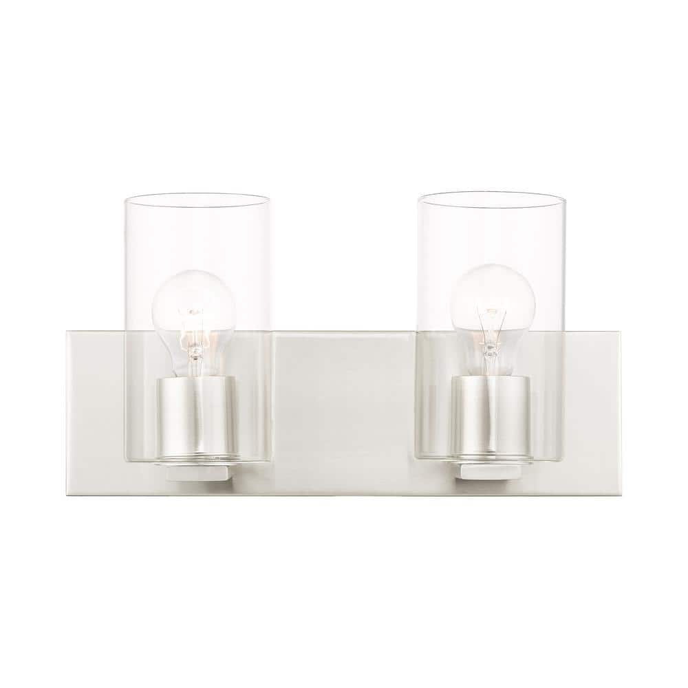 Ashford 15 in. 2-Light Brushed Nickel Vanity Light with Clear Glass price history on PriceWatchPro