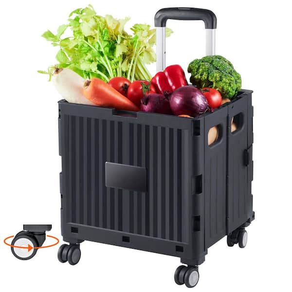 Foldable Utility Cart, 110 lbs. Load Capacity, Hand TruckPortable Rolling Handcart with Heavy-Duty Telescoping Handle