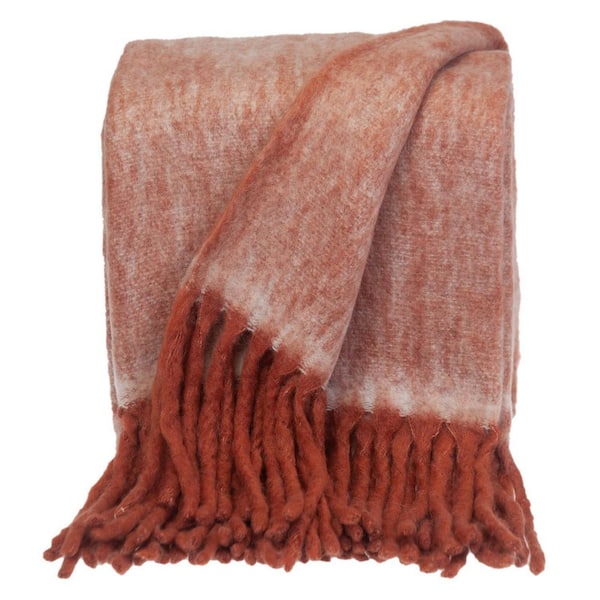 PARKLAND COLLECTION Nagar Transitional Red Handloomed 52 in. x 67 in. Mohair Wool Throw Blanket