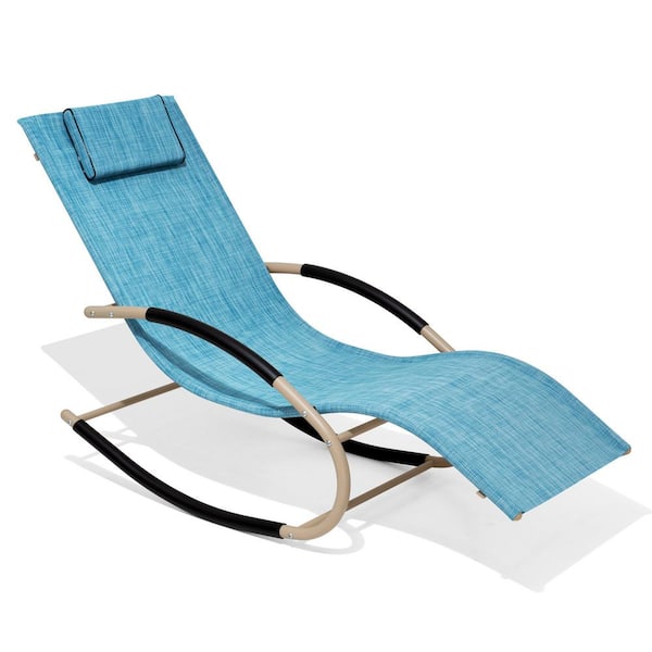 Crestlive Products Metal Outdoor Rocking Chair in Blue