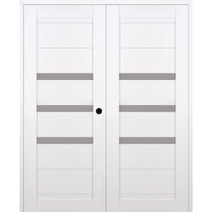 Dora 36 in. x 96 in. Left Active 3-Lite Frosted Glass Snow White Wood Composite Double Prehung Interior Door