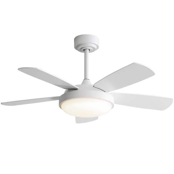 Unbranded 42 in. Indoor White Ceiling Fan with Light, Dimmable, Quiet Reversible DC Motor, 5-MDF Blades and Remote