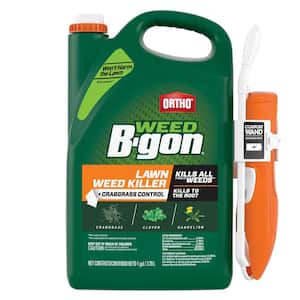 Weed B-Gon 1 Gal. Lawn Weed Killer Plus Crabgrass Control with Comfort Wand, Kills Dandelion, Clover, Crabgrass and More