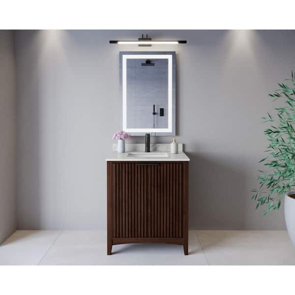 Palmilla 30 in. Single Freestanding Dark Walnut Bath Vanity with Giotto Quartz Top Assembled