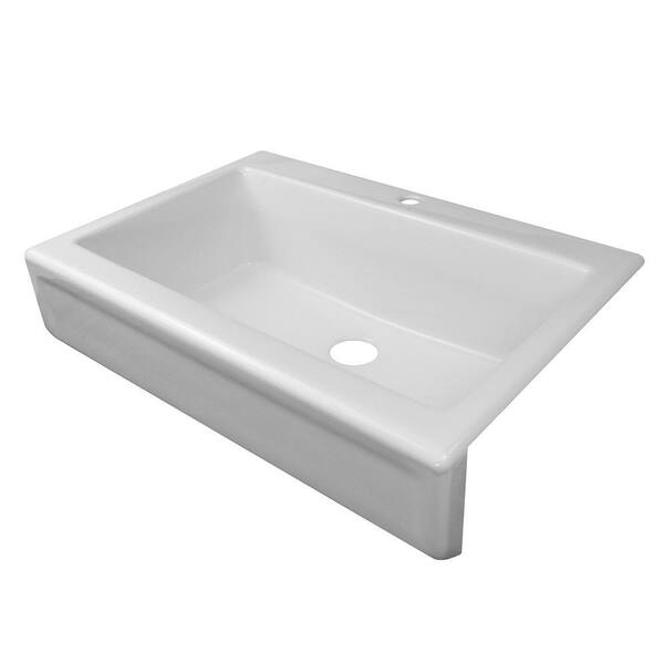 Lyons Industries Simplicity Farmhouse Apron Front Acrylic 34 in. 1-Hole Single Basin Kitchen Sink in White